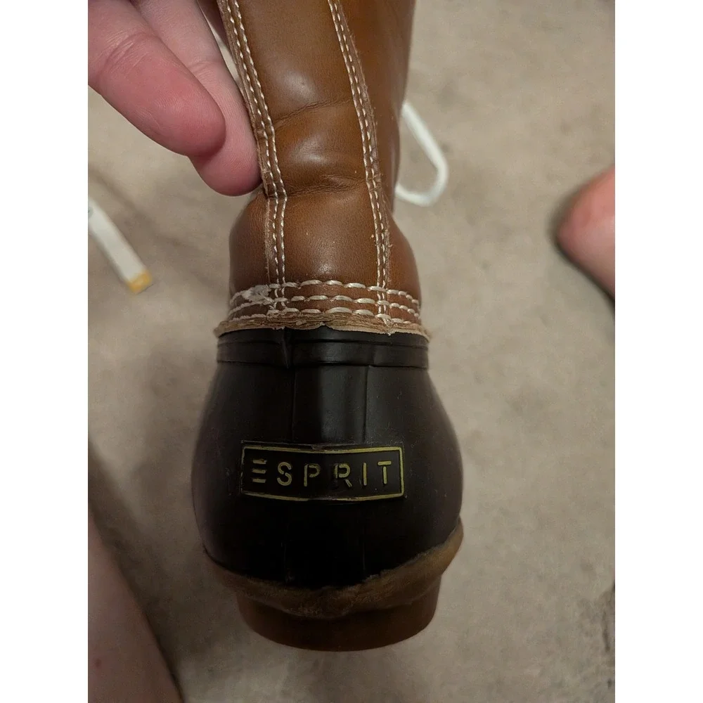 Esprit Harbour Brown Duck Boots Faux Fur Lined Winter Rain Boots Womens 7.5M
